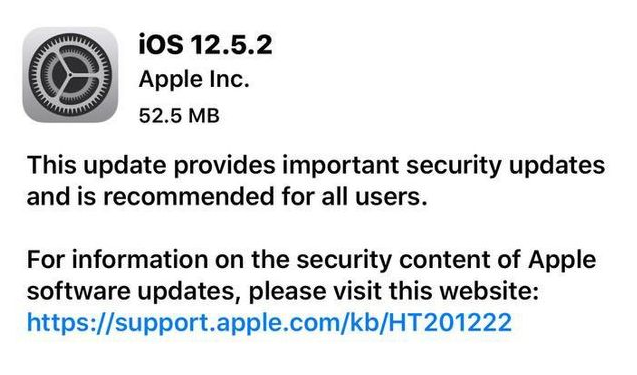 陕西苹果手机维修分享iOS12.5.2发布，建议所有老苹果用户安装 